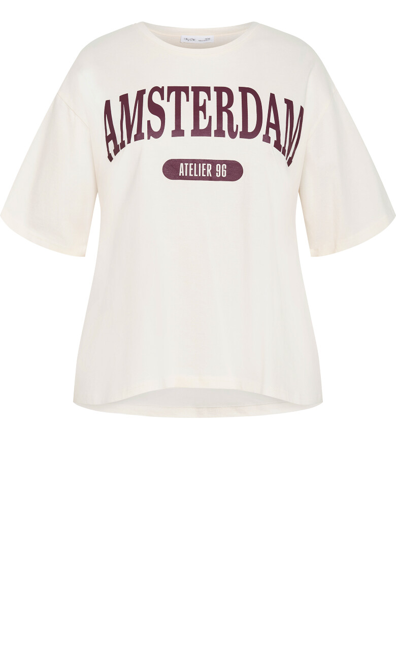 Oversized Amsterdam Print Tee - cream