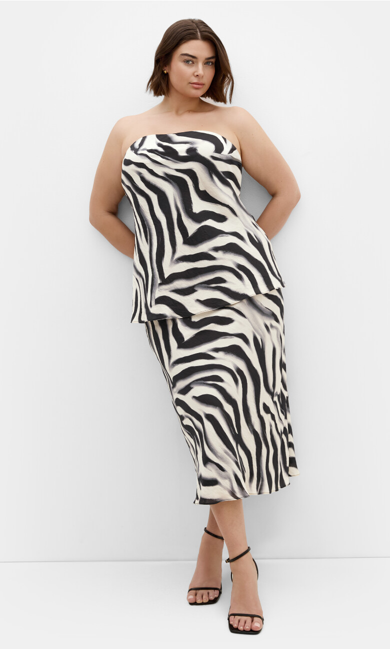 Plus Size Strapless Zebra Fever Top - zebra