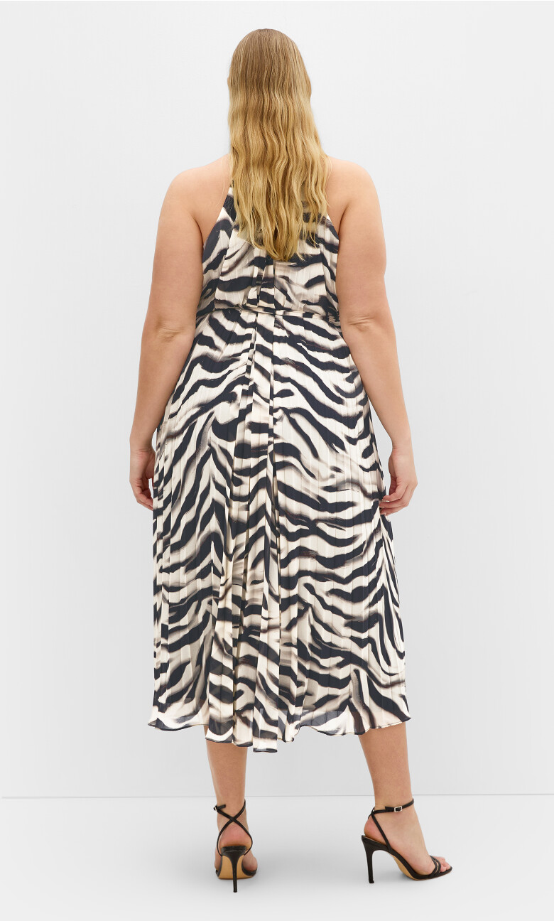 Aida Print Pleat Maxi Dress - zebra