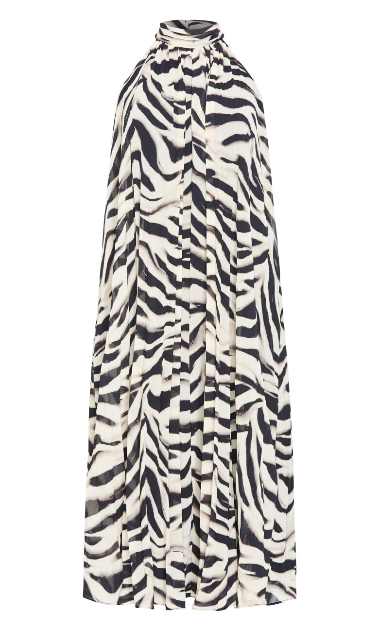 Aida Print Pleat Maxi Dress - zebra