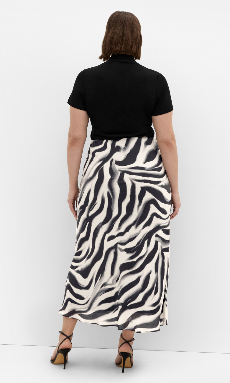 Kyra Zebra Print Midi Skirt - black
