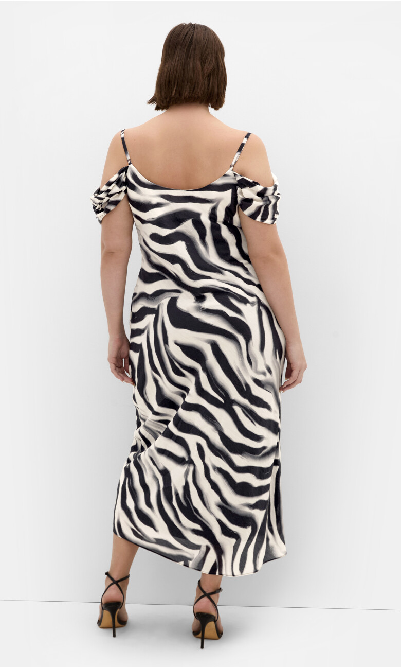 Kyra Zebra Print Slip Dress - black