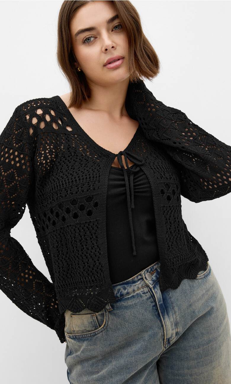 Plus Size Crochet Love Top - Black