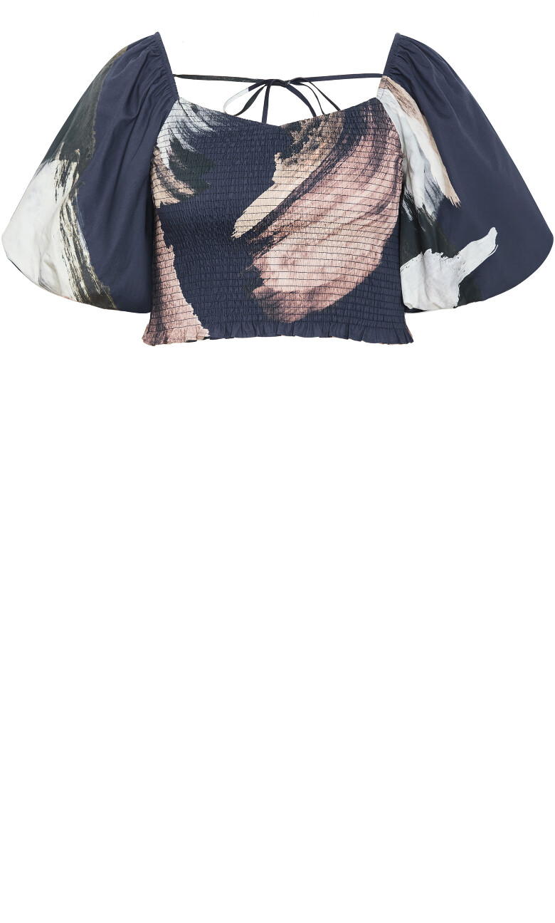 Amari Geo Print Top - navy