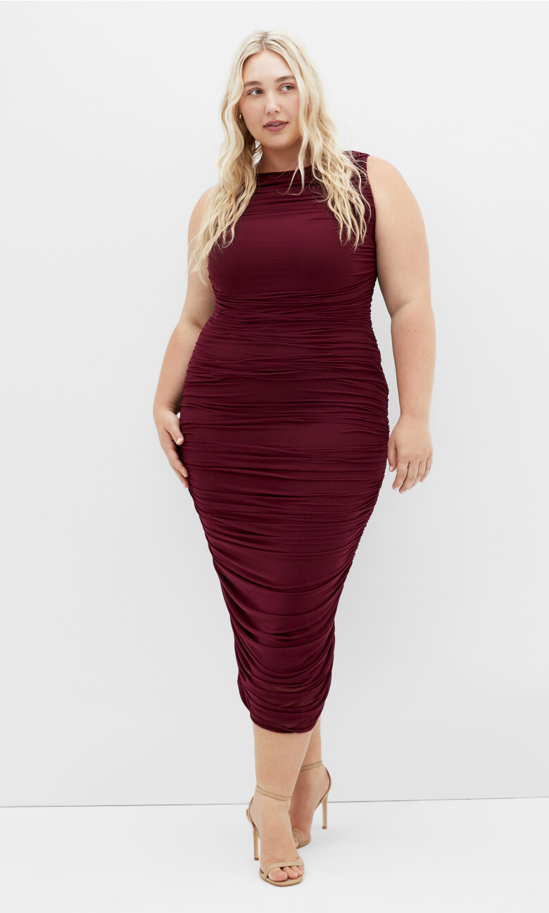 Plus Size Dress Halo Midi - Dark Cherry