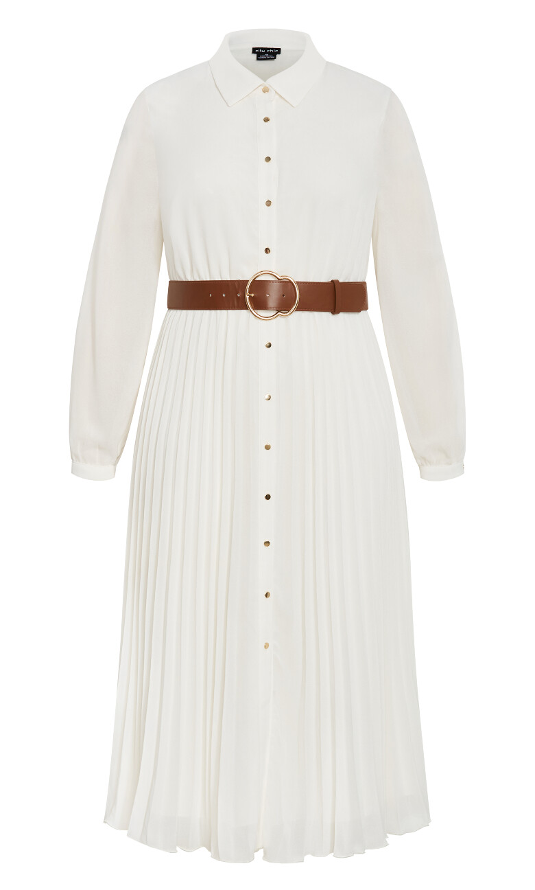 Honey Lane Pleat Midi Dress - milk