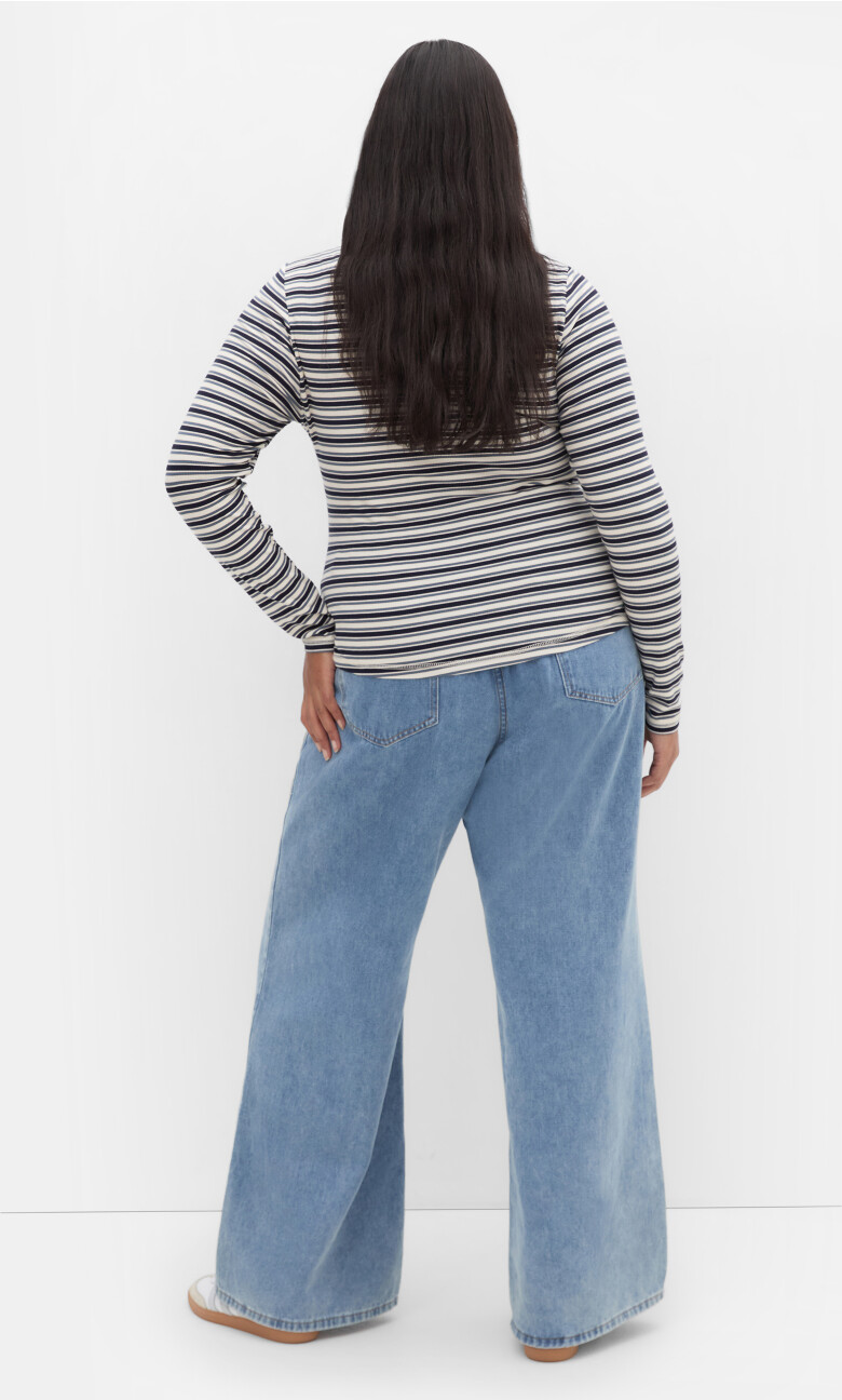 Casey Stripe Button Through Top - cream