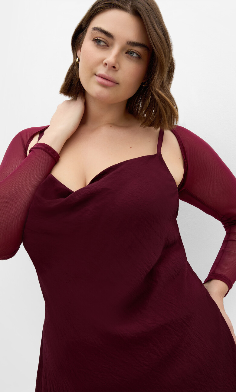 Plus Size SHRUG MESH LOVE - Cherry
