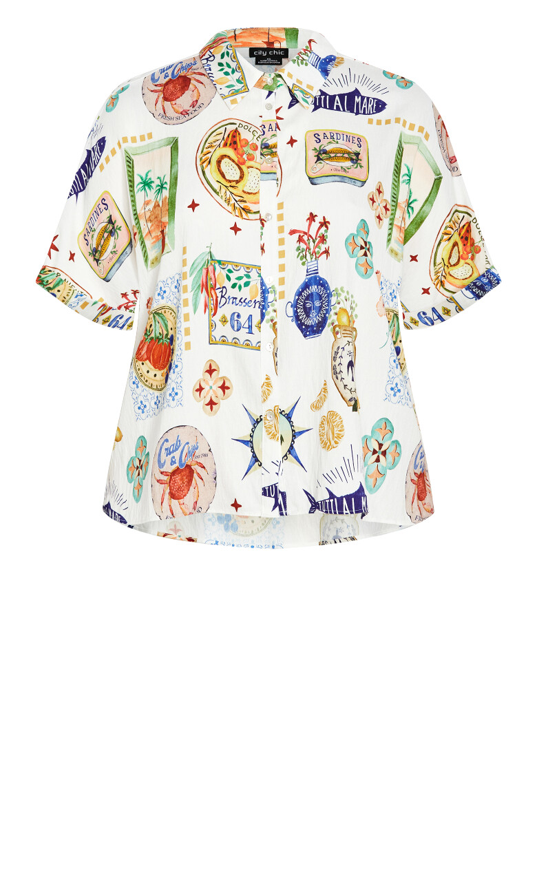 Capria Print Shirt - ivory