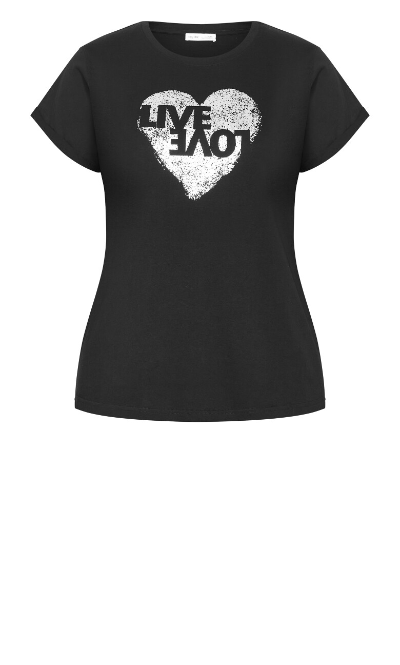 Cuffed Sleeve Foil Tee - black