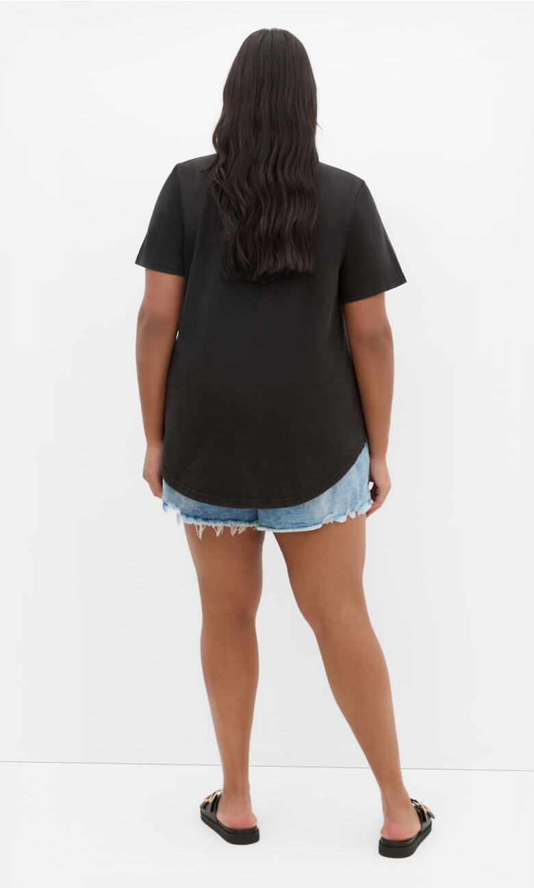 Mila Curved Hem Tee - slate