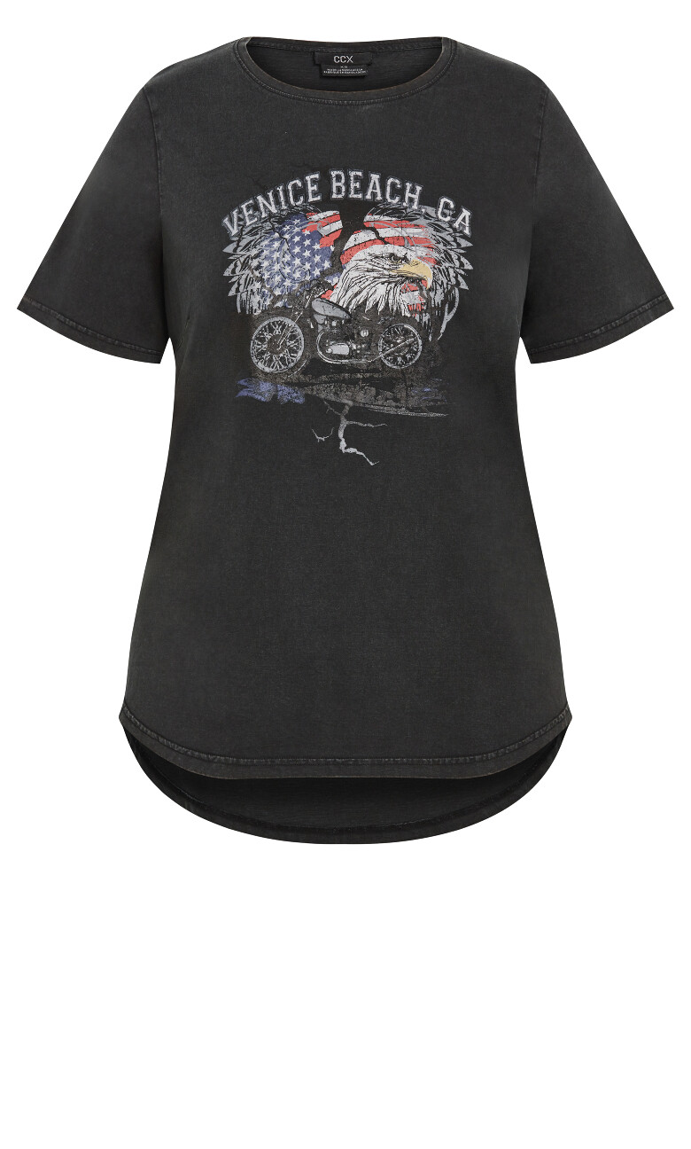 Mila Curved Hem Tee - slate
