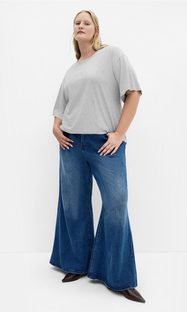 Plus Size Oversized Wash Tee - grey marle