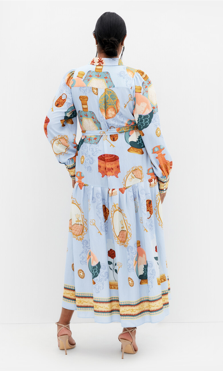 Stella Beauty Print Maxi Dress - baby blue
