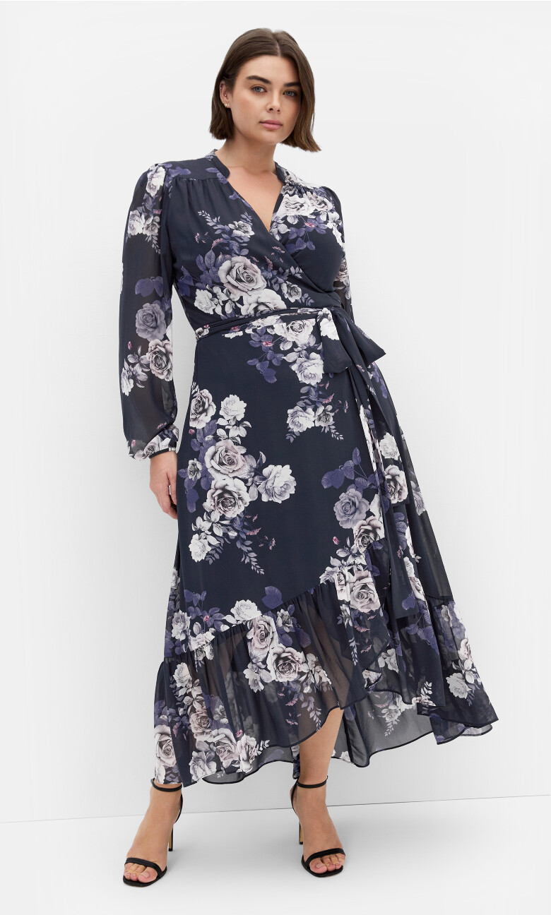 Plus Size Maxi Jane - Navy Rosebud