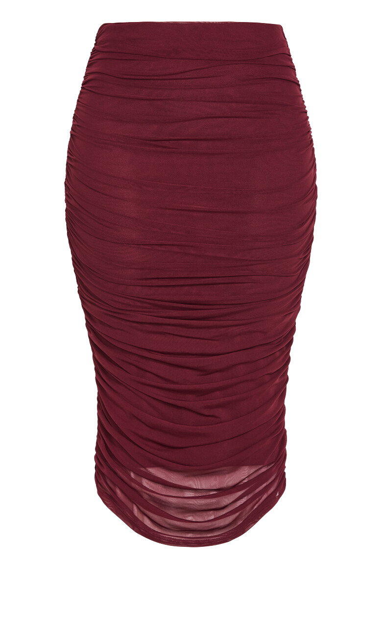 Anastasia Ruched Midi Skirt - choc cherry