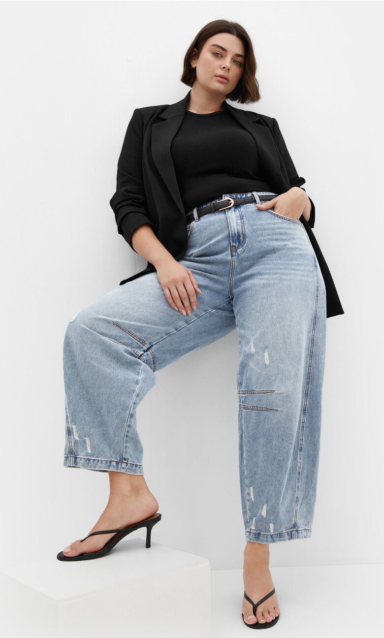 Plus Size Harley Fit Bea Barrel Jean - dirty wash