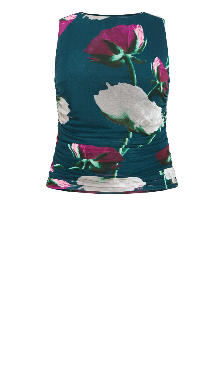 Lidia Ruched Print Top - emerald