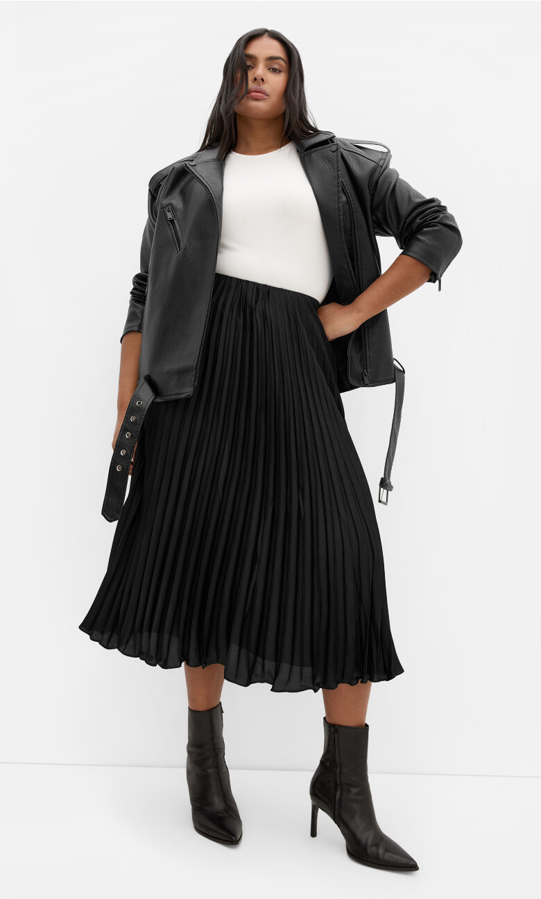 Plus Size Selena Pleat Skirt - black