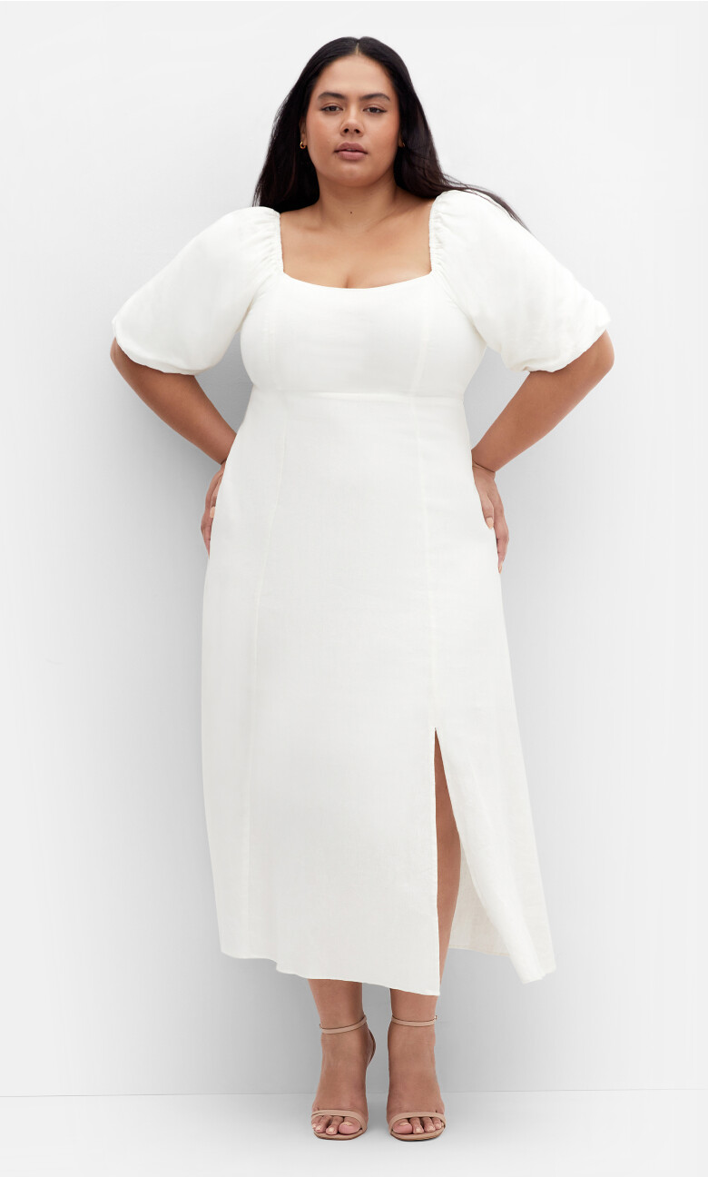 Lori Lined Midi Dress - ivory