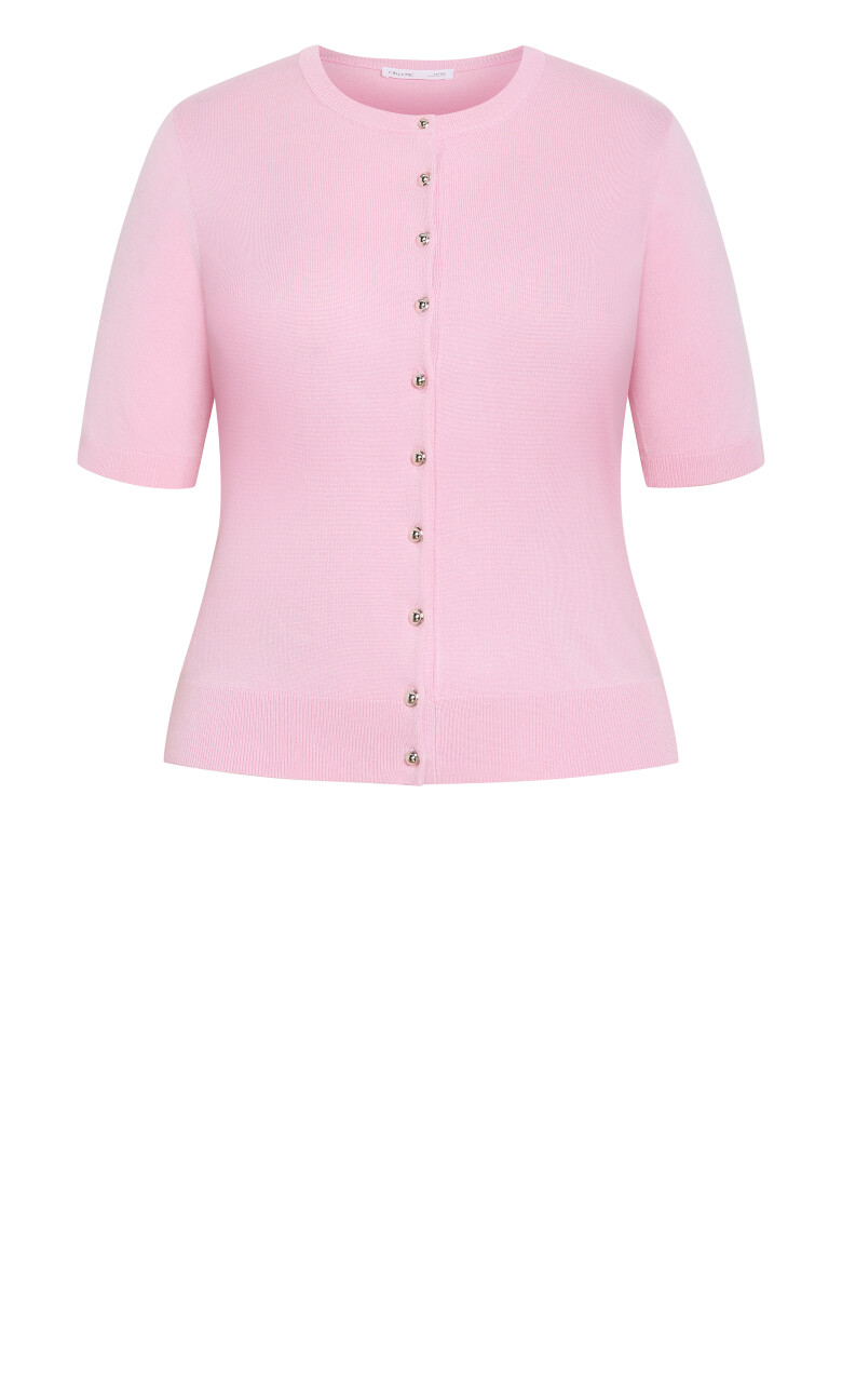 Ellie Short Sleeve Cardigan - soft pink