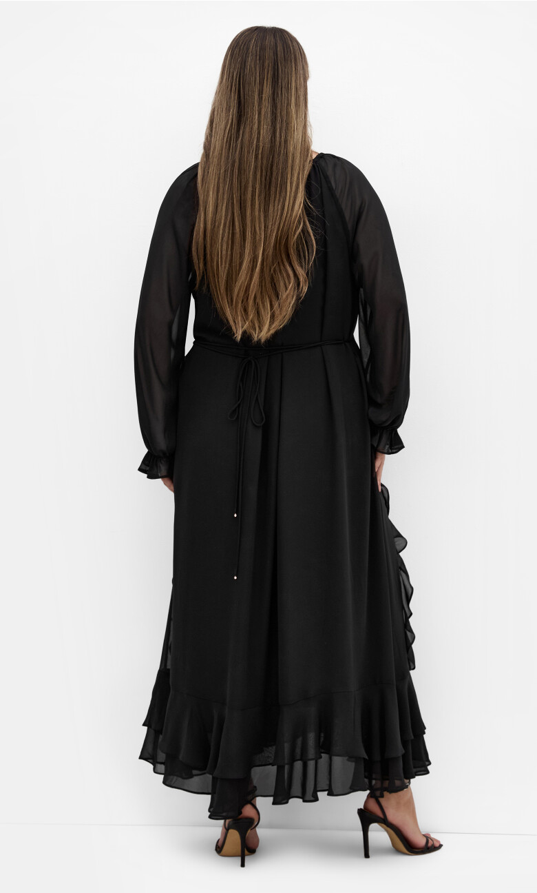 Ruffle Glam Maxi Dress - black