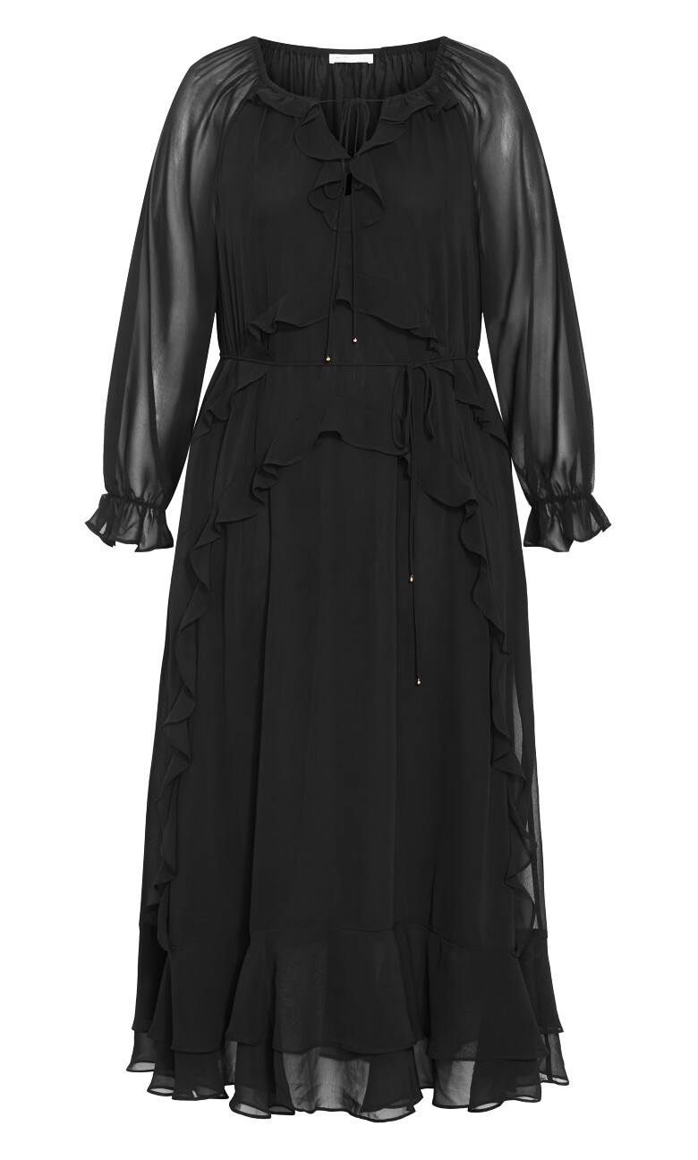 Ruffle Glam Maxi Dress - black