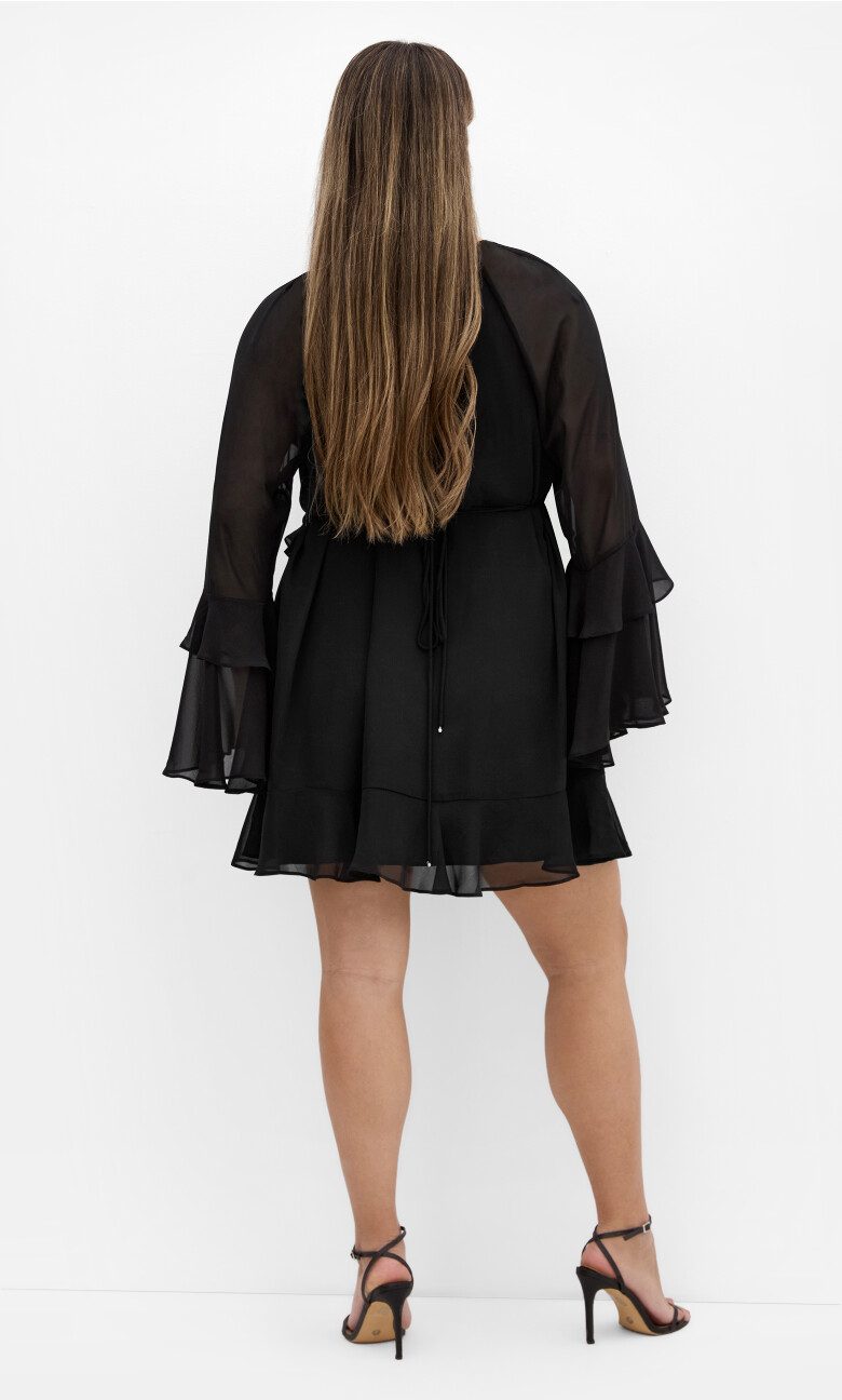 Ruffle Glam Mini Dress - black