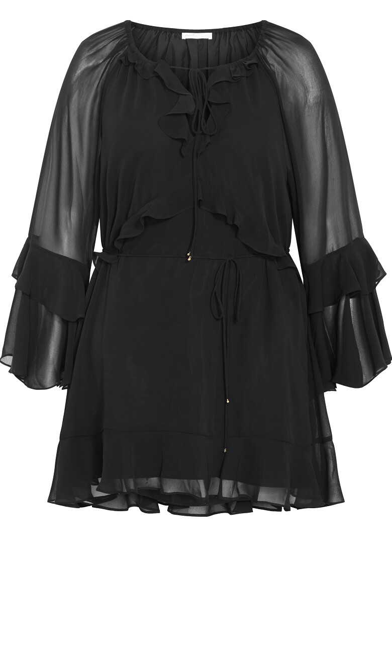 Ruffle Glam Mini Dress - black