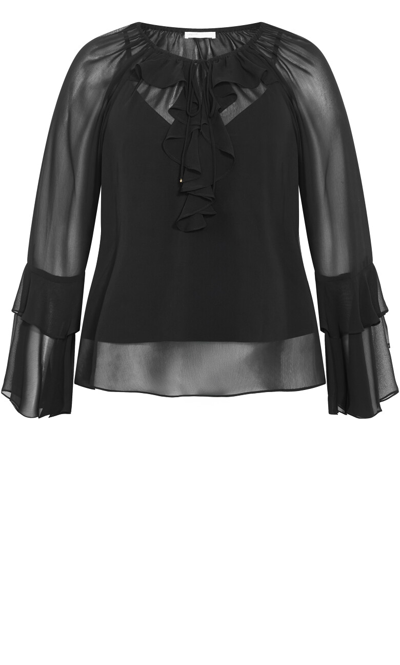 Ruffle Glam Top - black