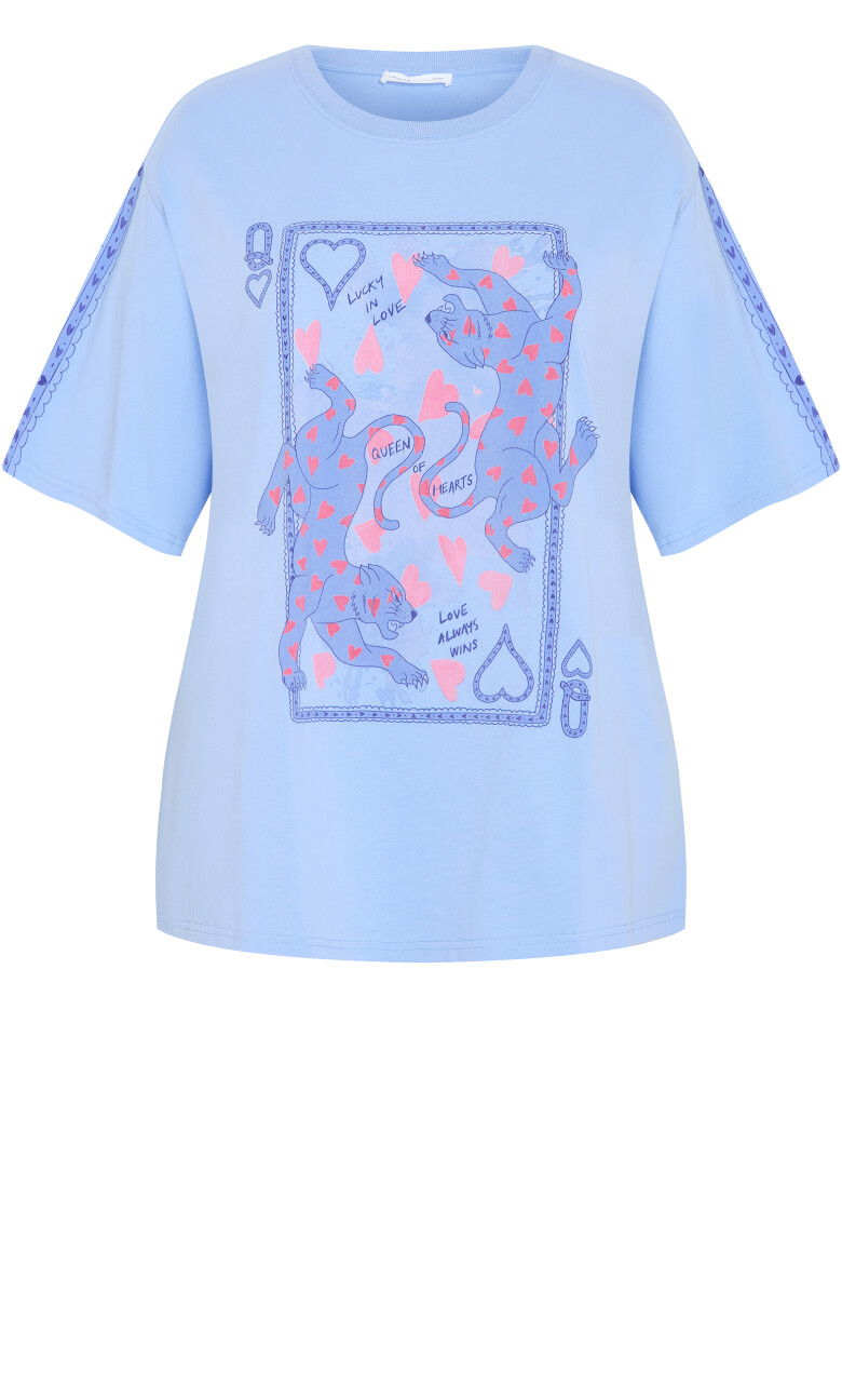 Queen Of Hearts Oversized Tee - blue