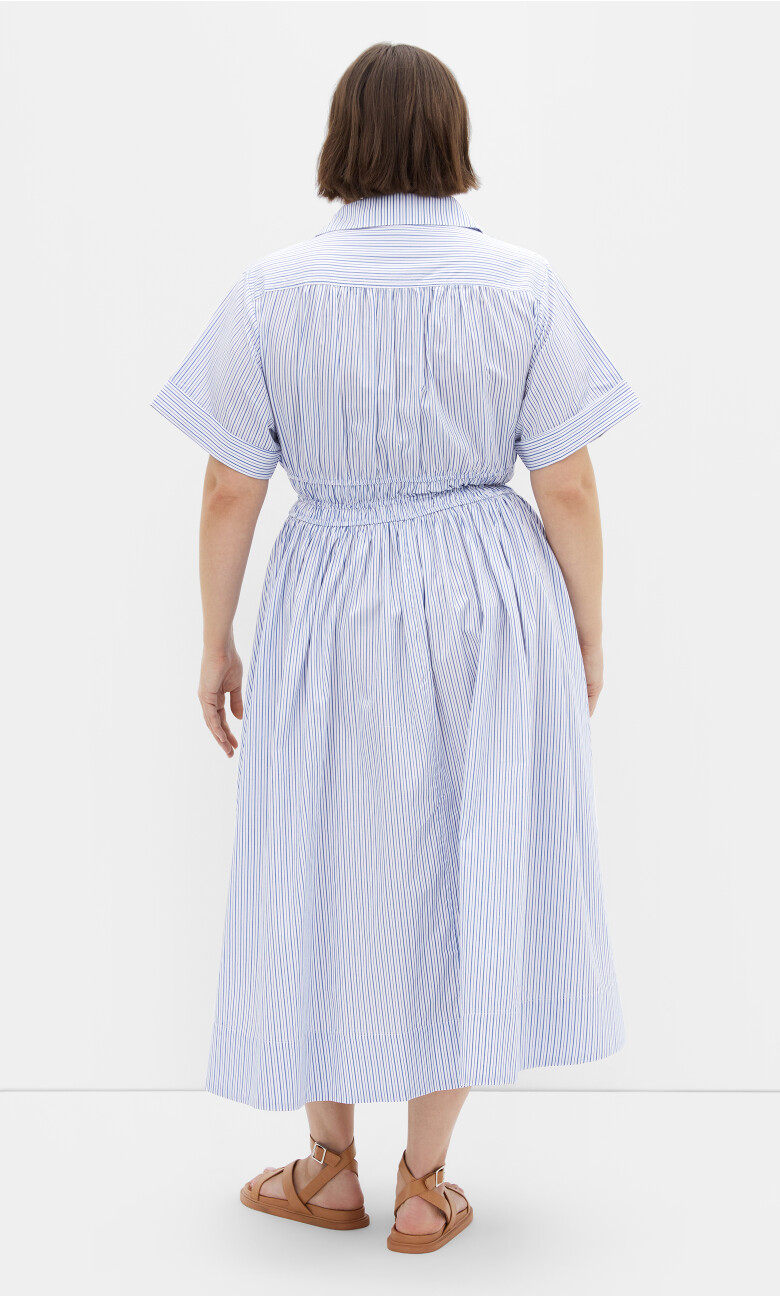 Lana Stripe Shirt Dress - white