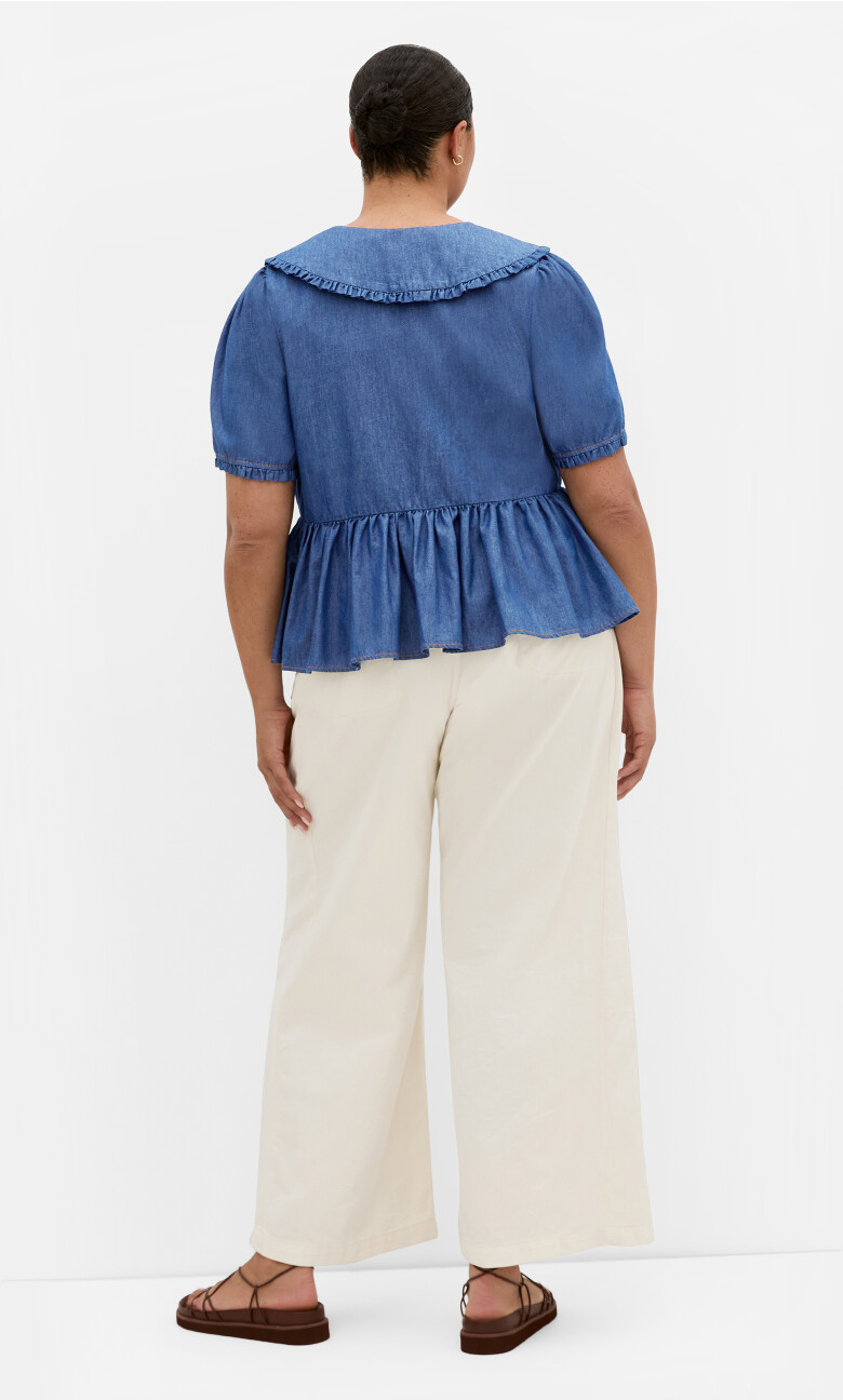 Denim Prairie Top - dark chambray