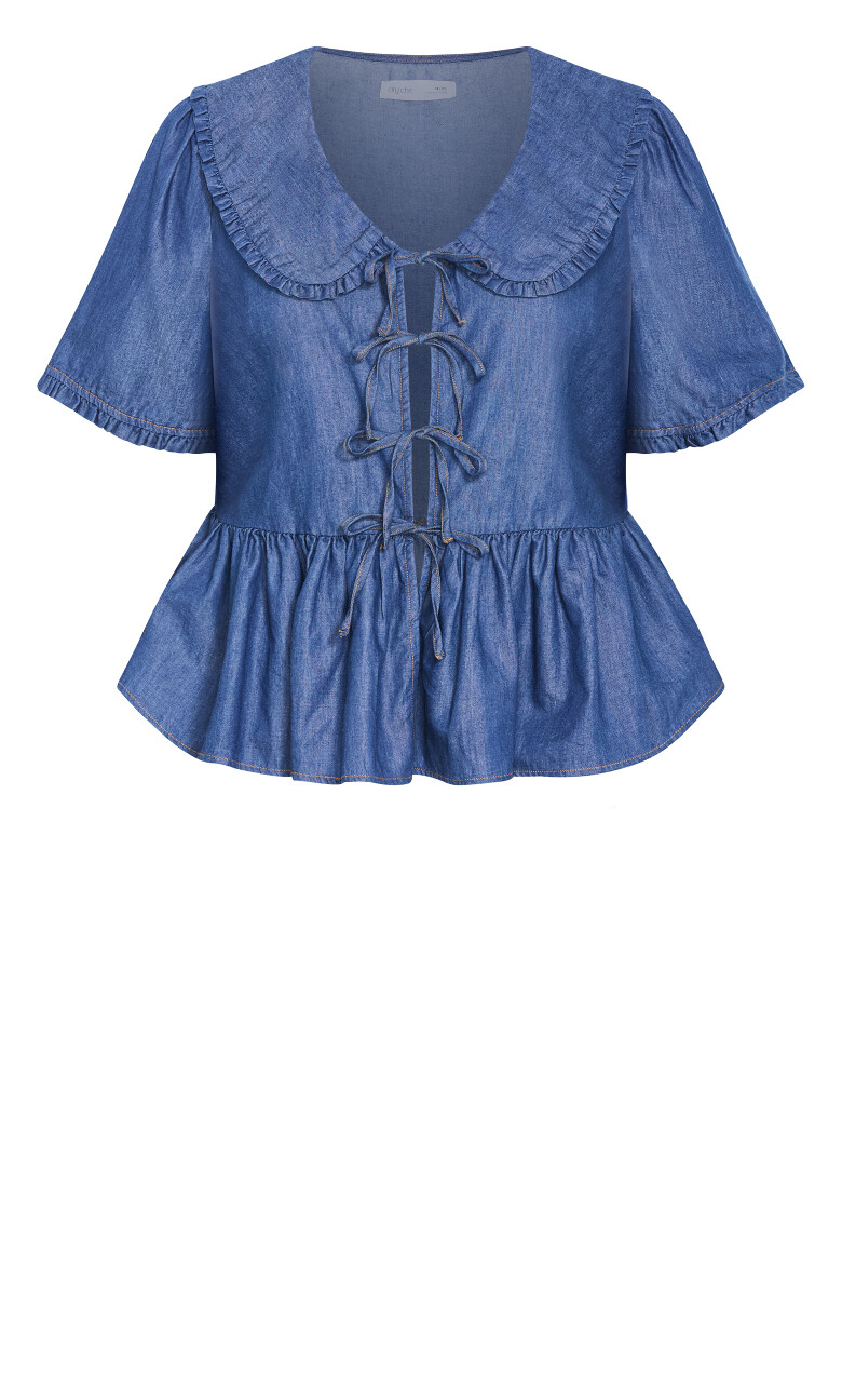 Denim Prairie Top - dark chambray