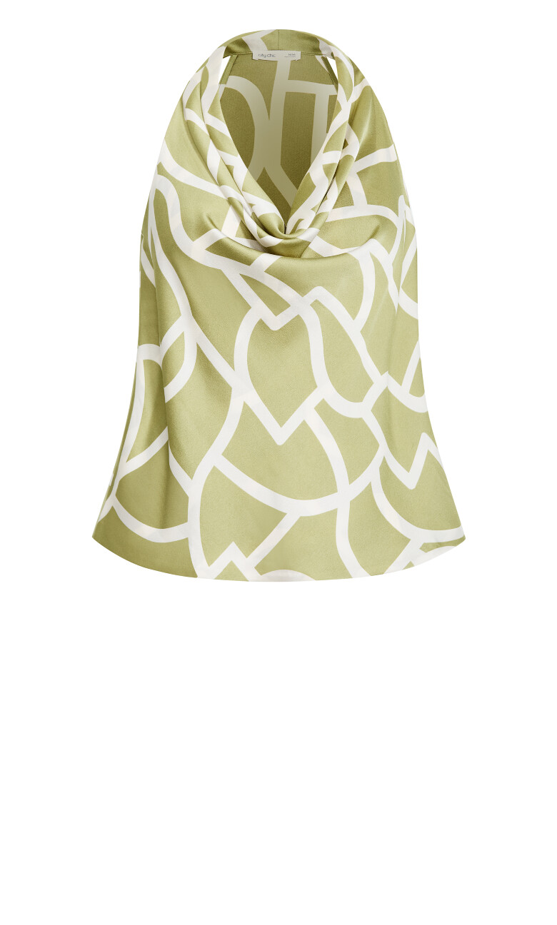 Chloe Cowl Neck Print Top - sage