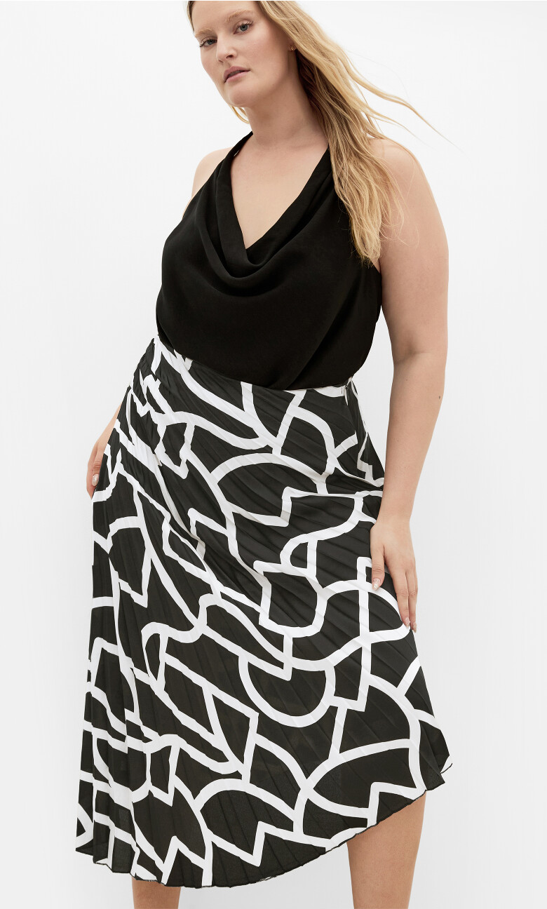 Amaya Print Skirt - black