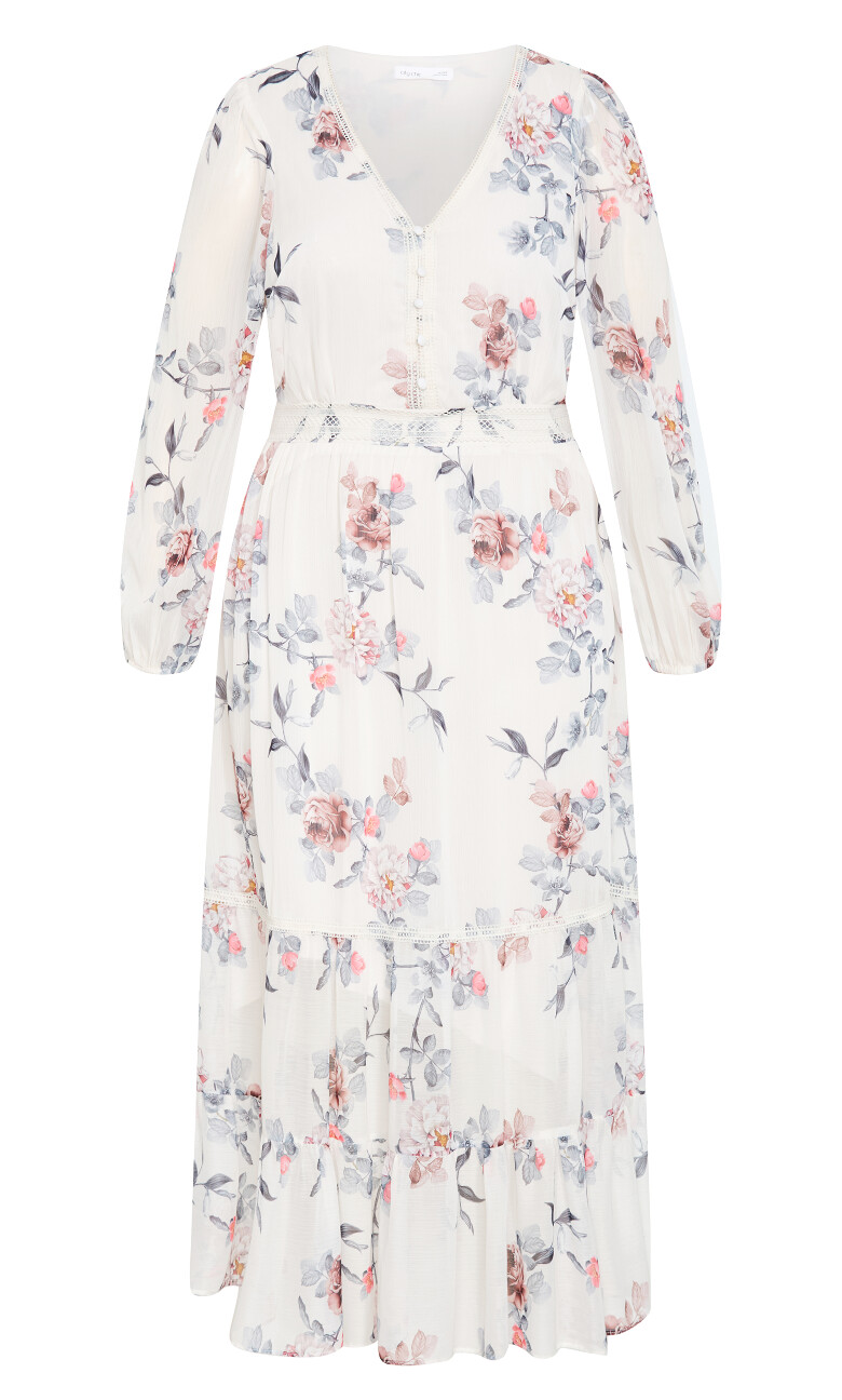 Kiki Posie Print Maxi Dress - ivory
