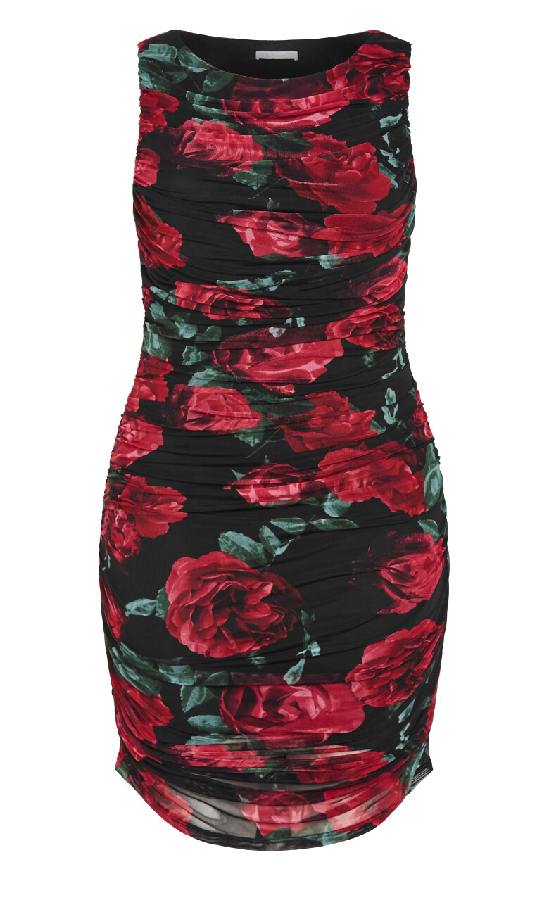 Halo Ruched Print Mini Dress - black