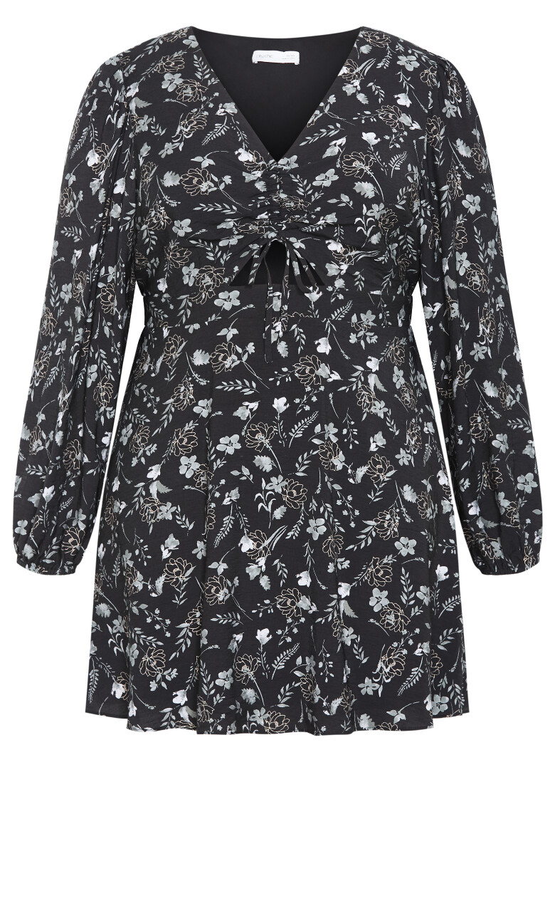 Jolene Long Sleeve Lined Print Dress - black
