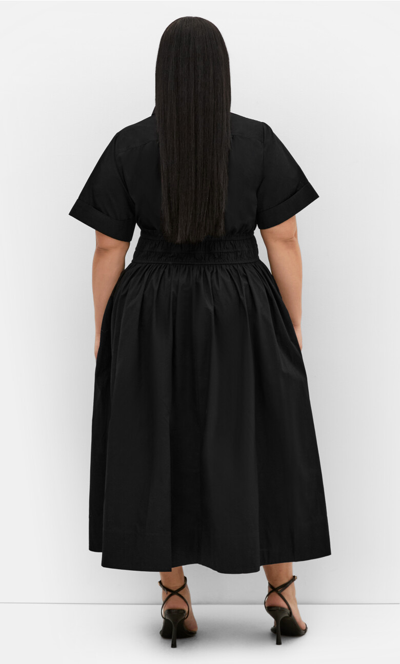 Lana Midi Shirt Dress - black