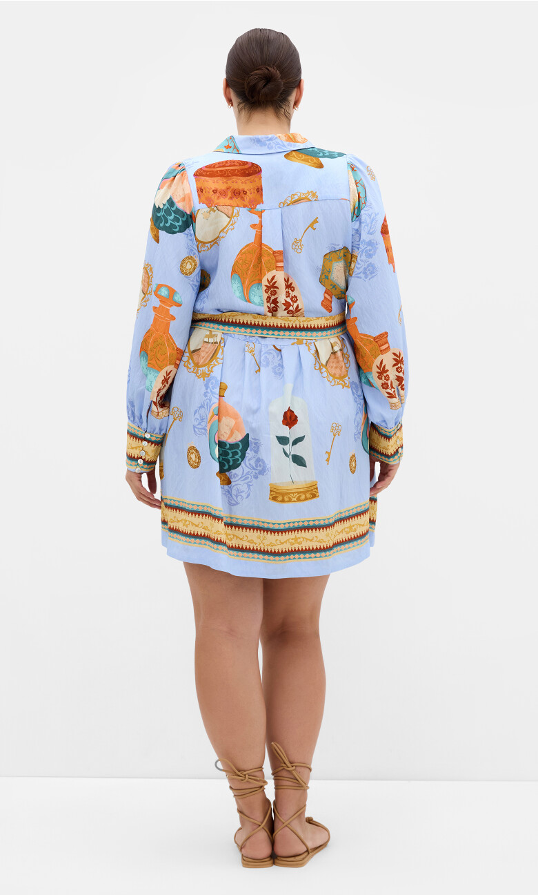 Ezra Print Mini Dress - baby blue