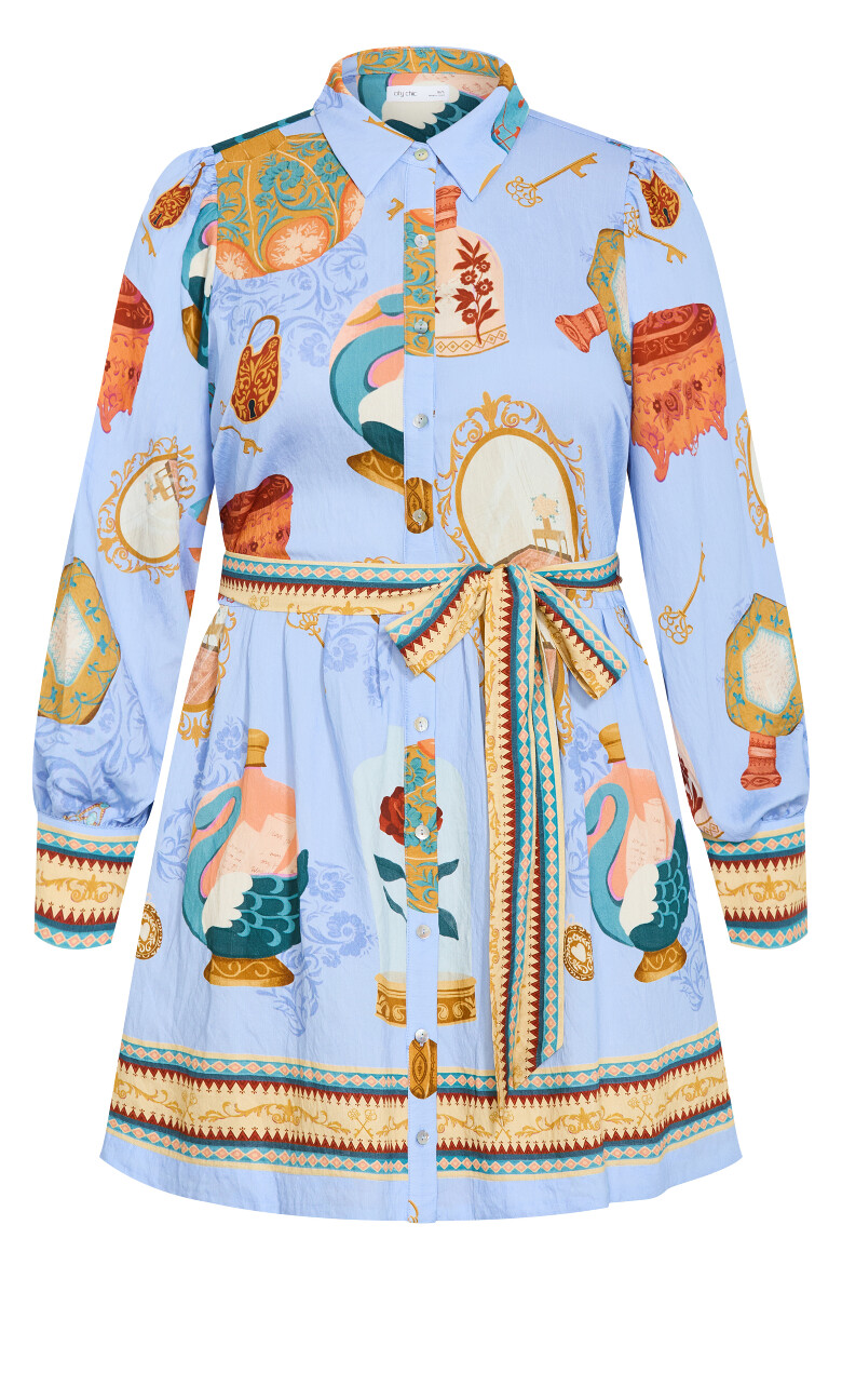 Ezra Print Mini Dress - baby blue
