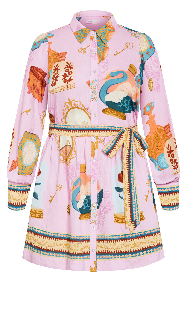 Ezra Print Mini Dress - baby pink