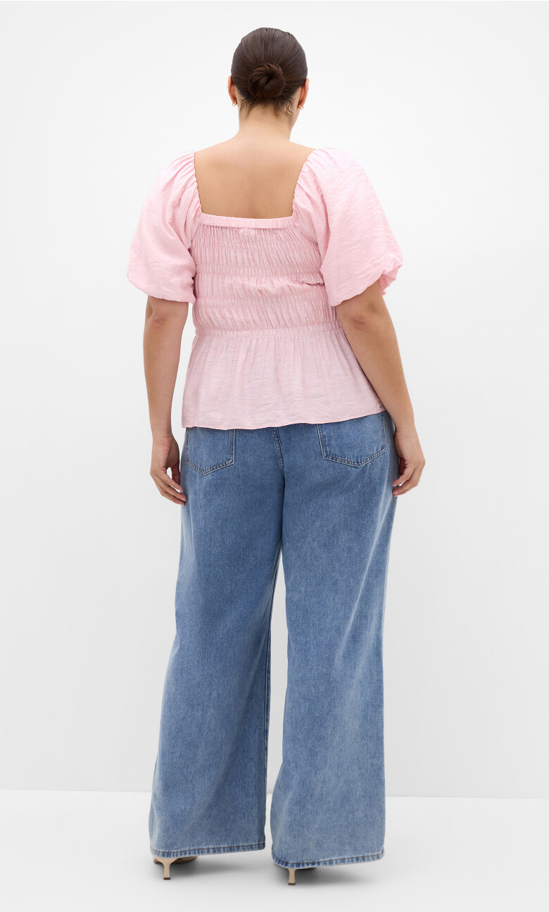 Clare Shirred Top - heavenly pink