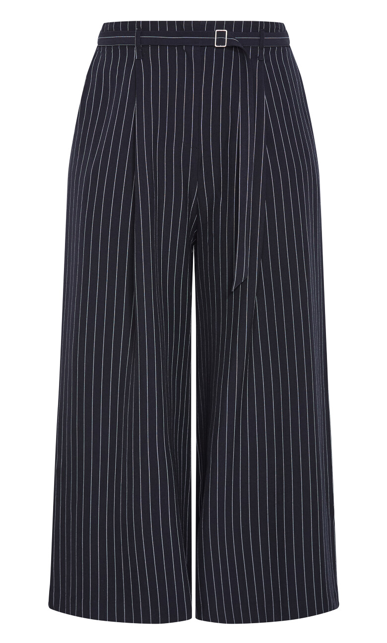 Karla Pin Stripe Wide Leg Pant - navy