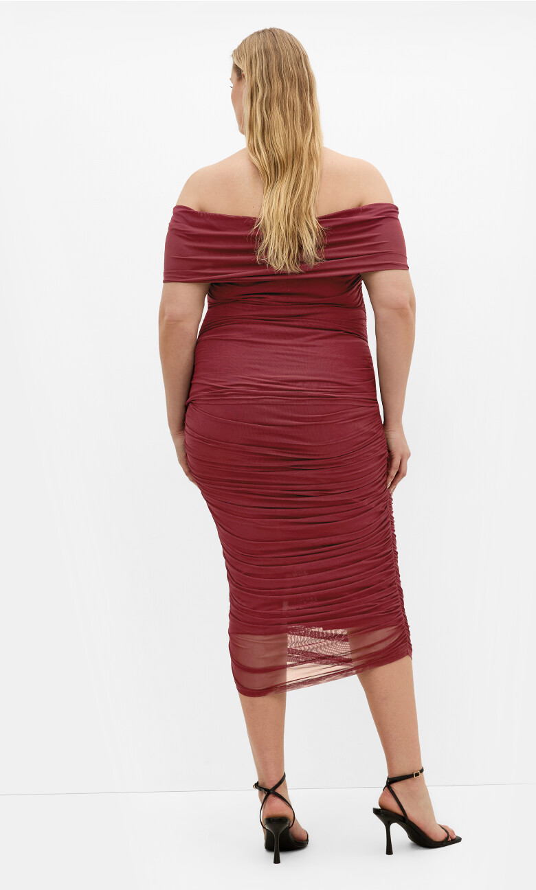Isabell Ruched Midi Skirt - cherry