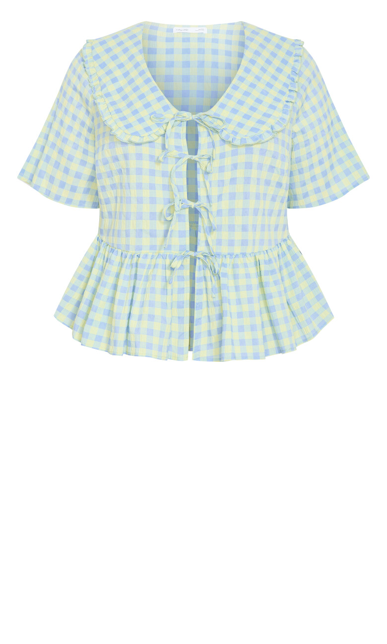 Gingham Girl Top - cornflower