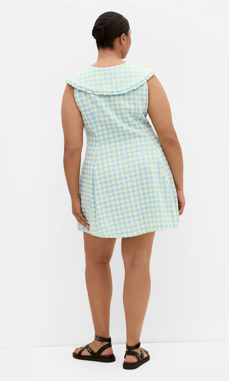 Gingham Girl Mini Dress - cornflower