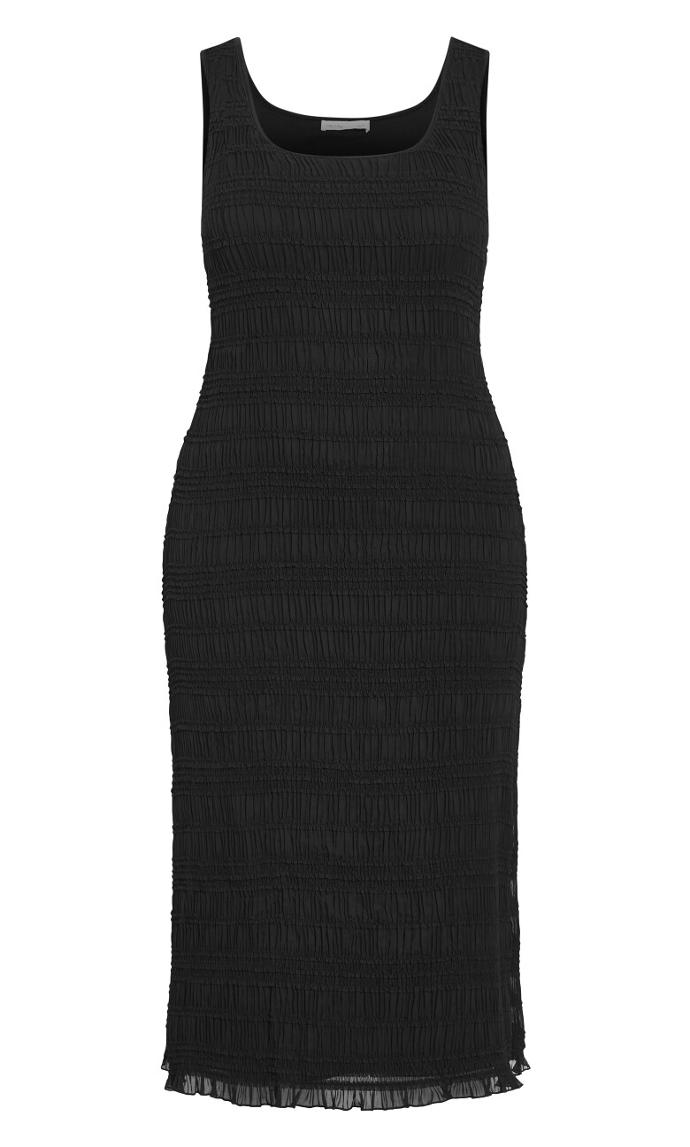 Emelia Sleeveless Shirred Dress - black