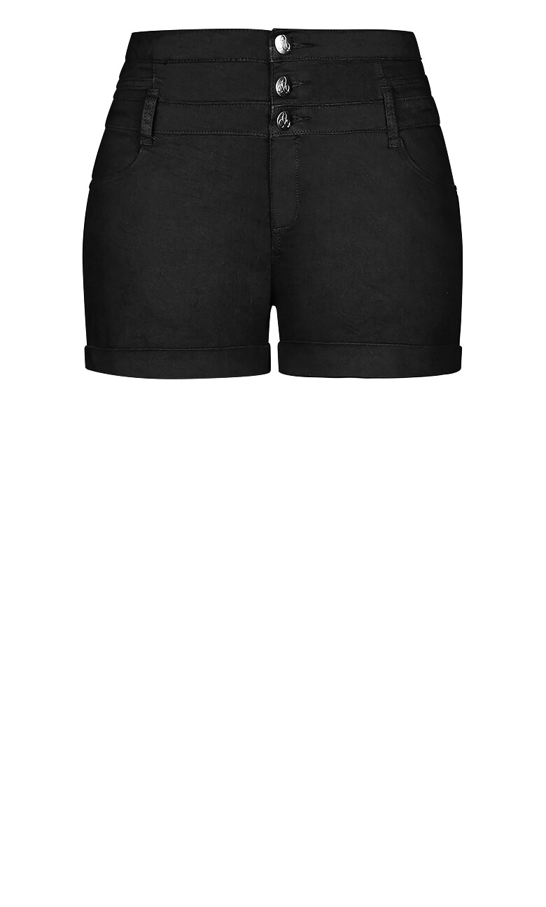 Short Hi Waist Denim Short - black